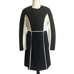 Tuckernuck Evie Navy and Cream Dress Long Sleeve Crew Neck Medium